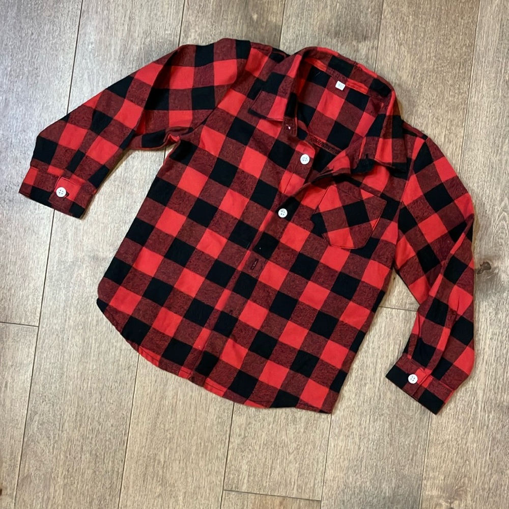 Red and Black Plaid Kids Shirt